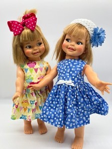lot 39 image: Pair Vintage Giggles Dolls - Blue & Owls