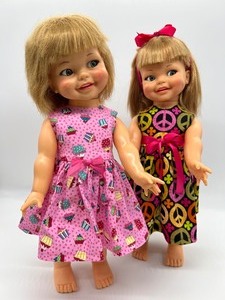 lot 40 image: Pair Vintage Giggles Dolls - Cupcakes & Peace