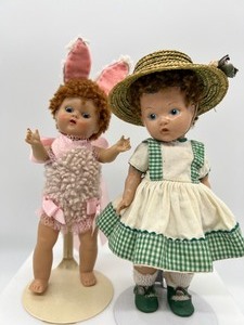 lot 78 image: Vintage Ginny Vogue Dolls - Bunny & Green Dress