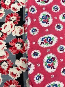 lot 87 image: Vintage Flour Sacks - Red Florals