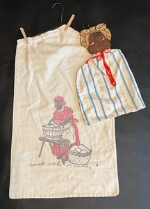 lot 72 image: Vintage Black Americana Laundry Bag & Clothes Pin Bag