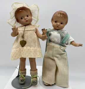lot 106 image: Pair Vintage Effanbee Patsyette Composition Dolls