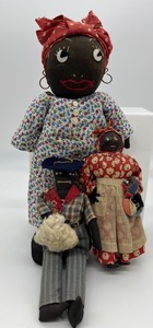 lot 116 image: Vintage Antique Primitive Black Americana Soft Sculpture Dolls
