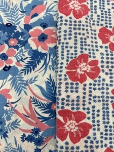 lot 166 image: Vintage Flour Sacks - Blue Florals