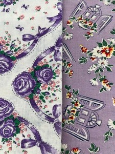 lot 168 image: Vintage Flour Sacks - Purple Florals
