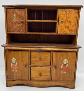 lot 173 image: Vintage Wood Doll Hutch - Dutch Theme