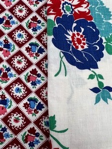lot 191 image: Vintage Flour Sacks - Floral Blues and Reds