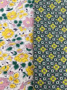lot 194 image: Vintage Flour Sacks - Green Geometric & Floral