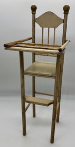 lot 199 image: Vintage Primitive Tall Doll Wood High Chair
