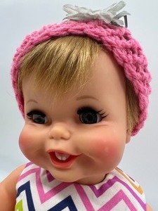 lot 203 image: Vintage 1967 Ideal Tubsy Doll - Striped Dress