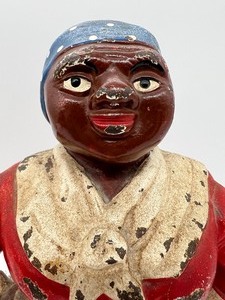 lot 114 image: Vintage Hubley Cast Iron Black Americana Mammy Doorstop