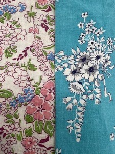 lot 242 image: Vintage Flour Sacks - Aqua Florals