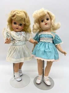 lot 247 image: Pair Vintage Ideal Toni Dolls P-90 - Blue Dresses