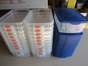 lot 76 image: 21 Piece Lot of Rubbermaid Storage Boxes 5.5Qt.
