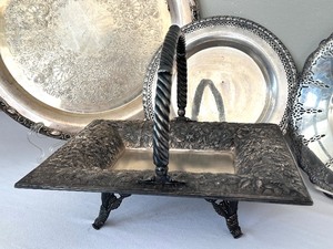 lot 94 image: Vintage Silver Plate Items including a Vintage Silver Plated Footed Basket