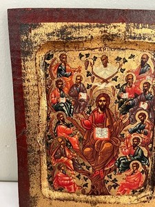 lot 91 image: Religious Icon Wooden Wall Hanging