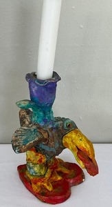 lot 37A image: Whimsical Bird Candleholder by Mike Norman
