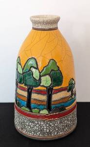 lot 42 image: Small Raku Pottery Vase by Richard Gruchalla and Carrin Rosetti