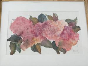 lot 73 image: Small Framed Floral Watercolor Painting