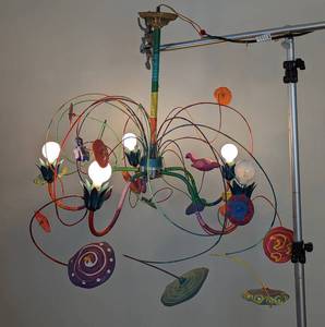 lot 106 image: Whimsical and Colorful Light Fixture by Anne McFaul