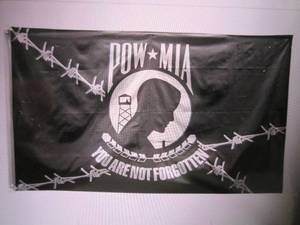 lot 107 image: (EC1) 3 ft x 5 ft POW MIA Barb Wire...