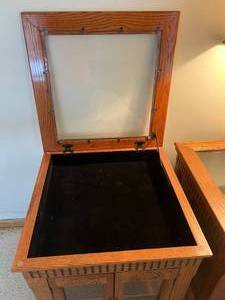 Pair of Matching WoodGlass End Tables