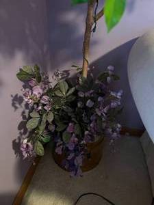 Faux Tree with Purple Flowers
