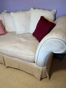 Cream Couch by Home Wear with Throw Pillows