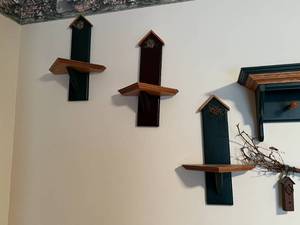 Lot of 7 Wood Wall Shelves