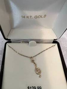14K Gold Musical Note Necklace