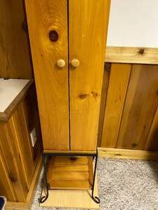 Vintage Wood Cabinet with Shirley Temple VHS Movies and More