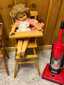Vintage Doll High Chairs and Doll