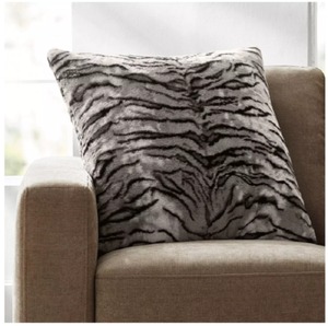 lot 46 image: Set of TWO MEMBERS MARK LUXURY FAUX FUR PILLOW 22 in x 22 in - Tiger Stripe