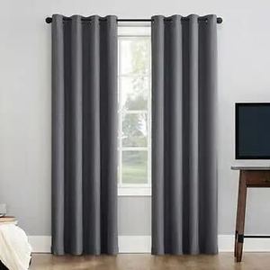 lot 23 image: Sun Zero Pratt Tonal Texture Fleece Insulated 100% Blackout Window Curtains, 2-pack