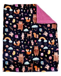 lot 12 image: Life Comfort Kids Ultimate Sherpa Fleece Blanket Woodland Animals 40x50