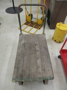 Commercial Grade Utility Cart - Hard Caster Wheels and Wood Base with Metal Handle