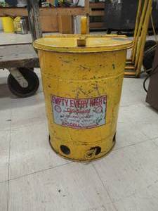Yellow Safety AshShavings Bucket for the shop or garage
