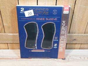 lot 20 image: CopperFit Elite Athletic Compression Knee Sleeve 2-Pack - Size SM