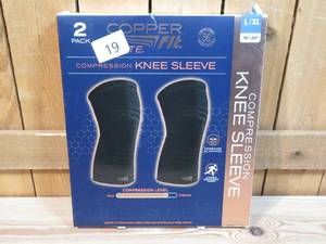 lot 19 image: Copper Fit Elite Compression Knee Sleeves LXL 16-20