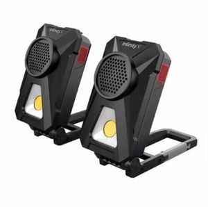 lot 27 image: INFINITY X1 Rechargeable Work Lights with Bluetooth Speakers Stereo (2 Pack)