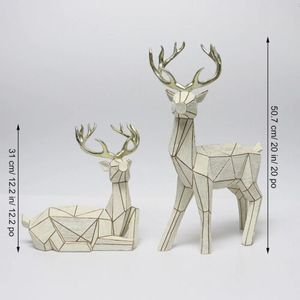 lot 68 image: Decorative Holiday Geometric Deer, Set Of 2, 20 inch (50.7cm)