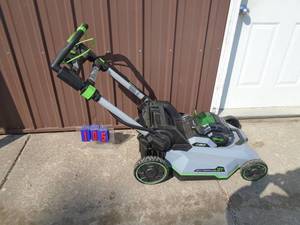 E-Go 56 volt self propelled lawn mower. No battery or charger. Used condition. Unable to fully test. As shown.