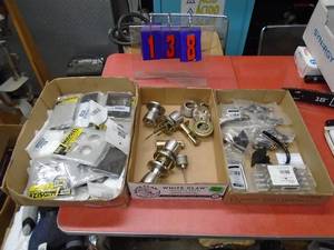 Qty of 3 flats of switch platesdoor knobs & drawer pulls. As shown.
