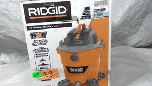 lot 33 image: RIDGID  12 Gallon 5.0 Peak HP NXT WetDry Shop Vacuum with Filter, Locking Hose and Accessories