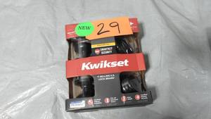 lot 29 image: Kwikset  Juno Venetian Bronze Exterior Entry Door Knob and Single Cylinder Deadbolt Combo Pack Featuring SmartKey Security