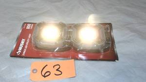 lot 63 image: 800-Lumen LED Utility Lights 2-Modes with Magnetic Handle and Batteries (2-Pack)