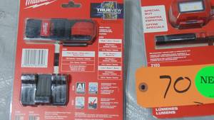 lot 70 image: 2 Pack Milwaukee  350 Lumens LED Headlamp and 100 Lumens Aluminum Pen Light with Clip New