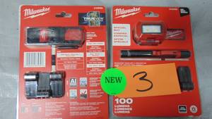 lot 3 image: 2 Pack Milwaukee  350 Lumens LED Headlamp and 100 Lumens Aluminum Pen Light with Clip New