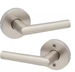 lot 37 image: 4 Pack Kwikset  Milan Satin Nickel Passage HallCloset Door Lever