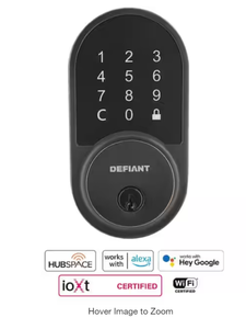 lot 49 image: Round Aged Bronze Smart Wi-Fi Deadbolt Powered by Hubspace